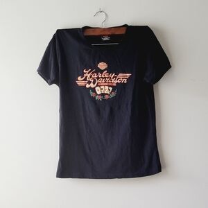 Vintage‎ 2007 Harley Davidson short sleeve women's black top size XL
